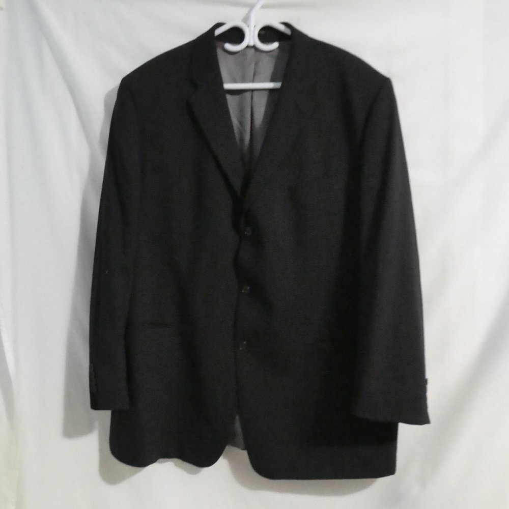 CALVIN KLEIN, 50 L, charcoal suit jacket, 100% wool, dry clean only